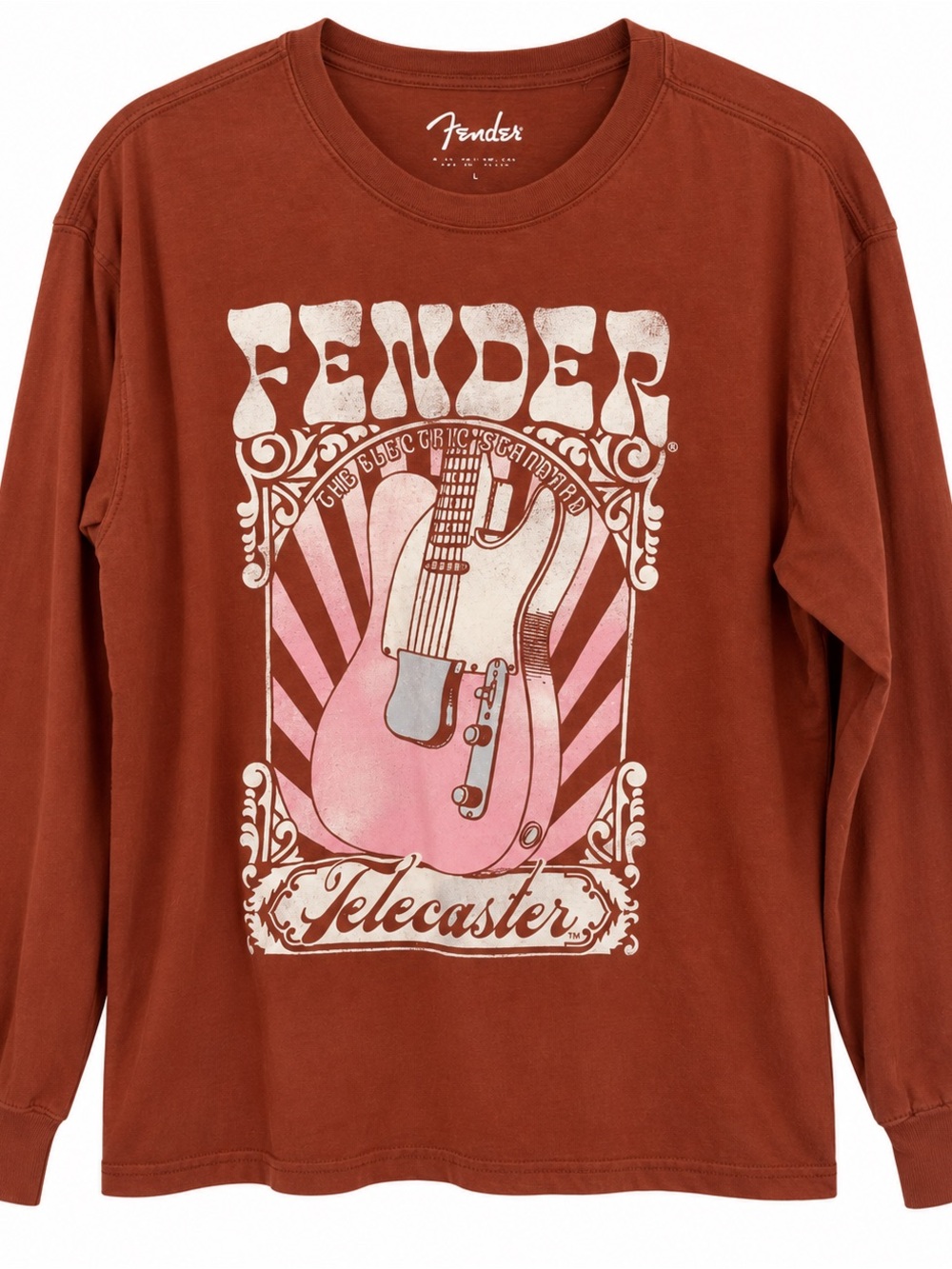 Fender Unisex ( woman’s) Long Sleeve Telecaster Graphic Tee - Rust~  Medium